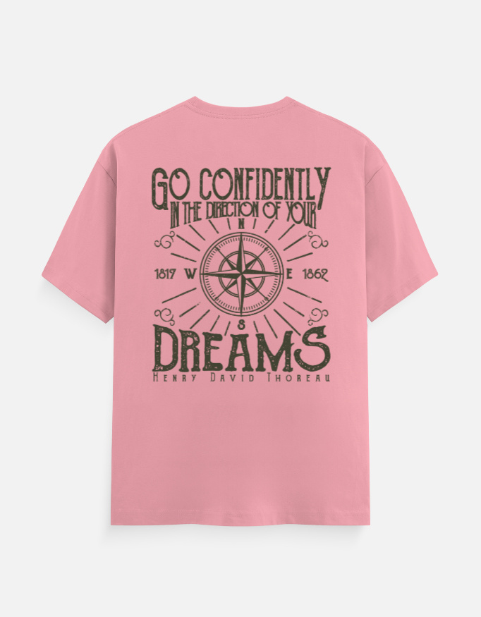 Go Confidently Dreams Graphic T-Shirt | Inspirational Compass Quote Back Print - Image 3