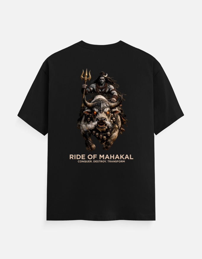 Ride of Mahakal Graphic T-Shirt | Lord Shiva Warrior Back Print - Image 7