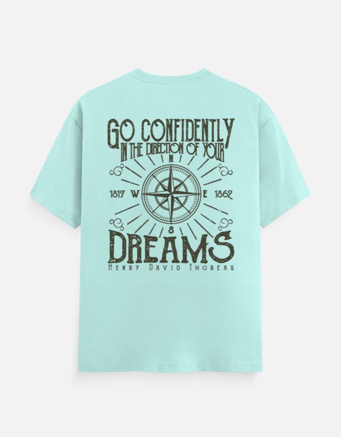 Go Confidently Dreams Graphic T-Shirt | Inspirational Compass Quote Back Print - Image 4