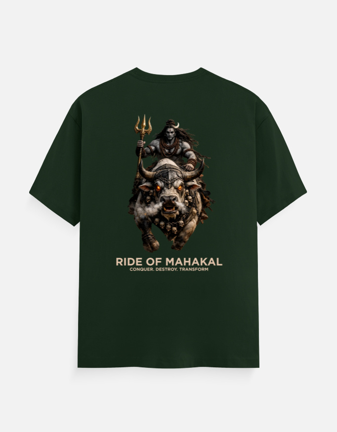 Ride of Mahakal Graphic T-Shirt | Lord Shiva Warrior Back Print - Image 4