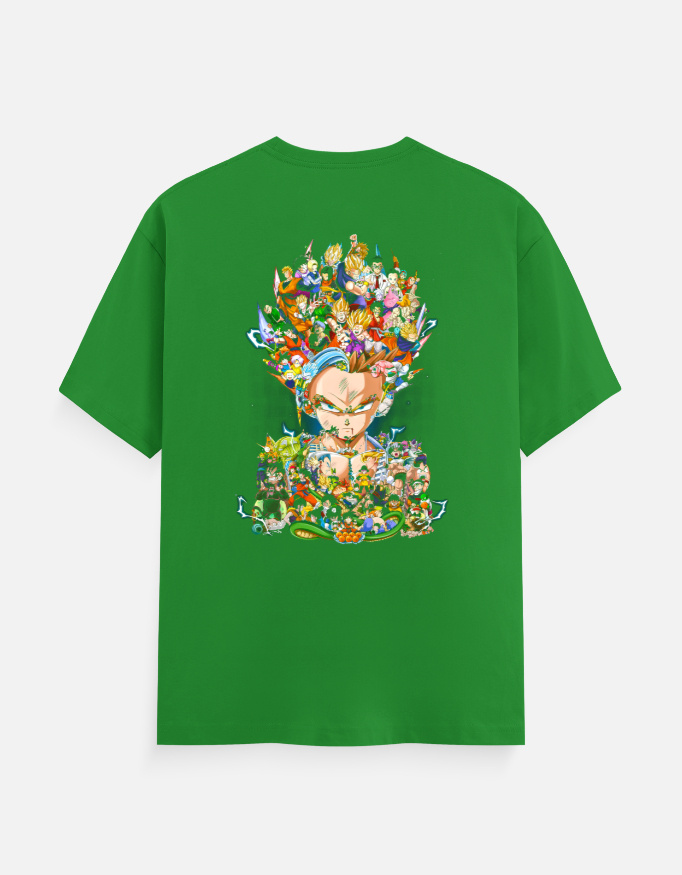 Anime Warrior Evolution Graphic T-Shirt | Epic Anime Heroes Collage Back Print - Image 5