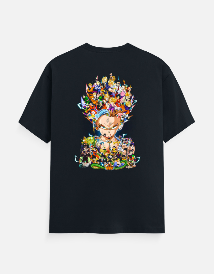 Anime Warrior Evolution Graphic T-Shirt | Epic Anime Heroes Collage Back Print - Image 10