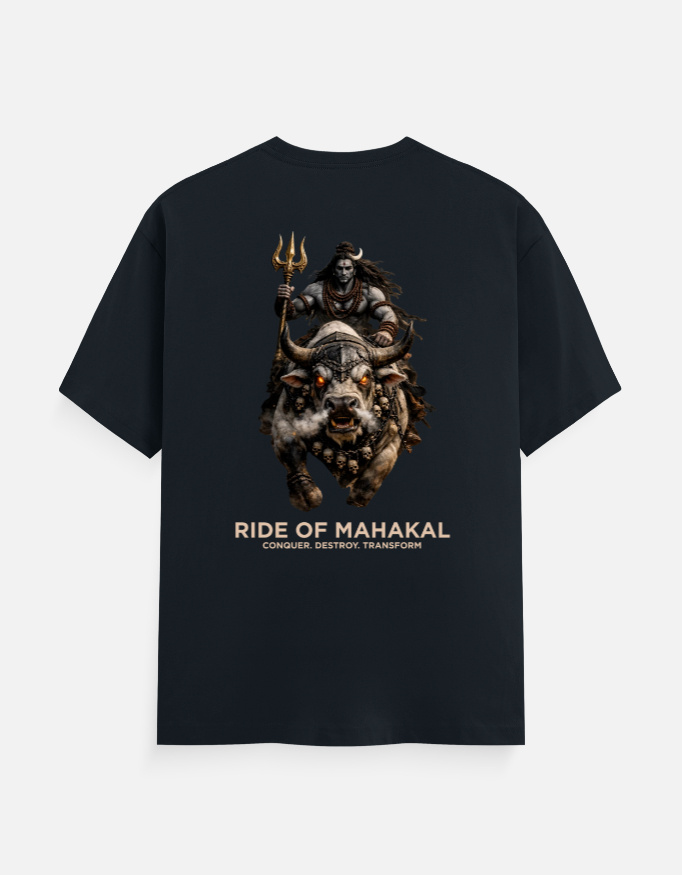Ride of Mahakal Graphic T-Shirt | Lord Shiva Warrior Back Print - Image 5