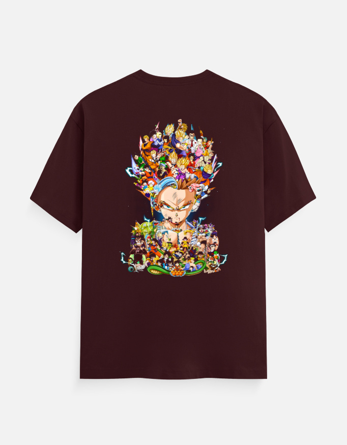 Anime Warrior Evolution Graphic T-Shirt | Epic Anime Heroes Collage Back Print - Image 7