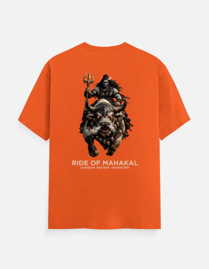 Ride of Mahakal Graphic T-Shirt | Lord Shiva Warrior Back Print - Image 3