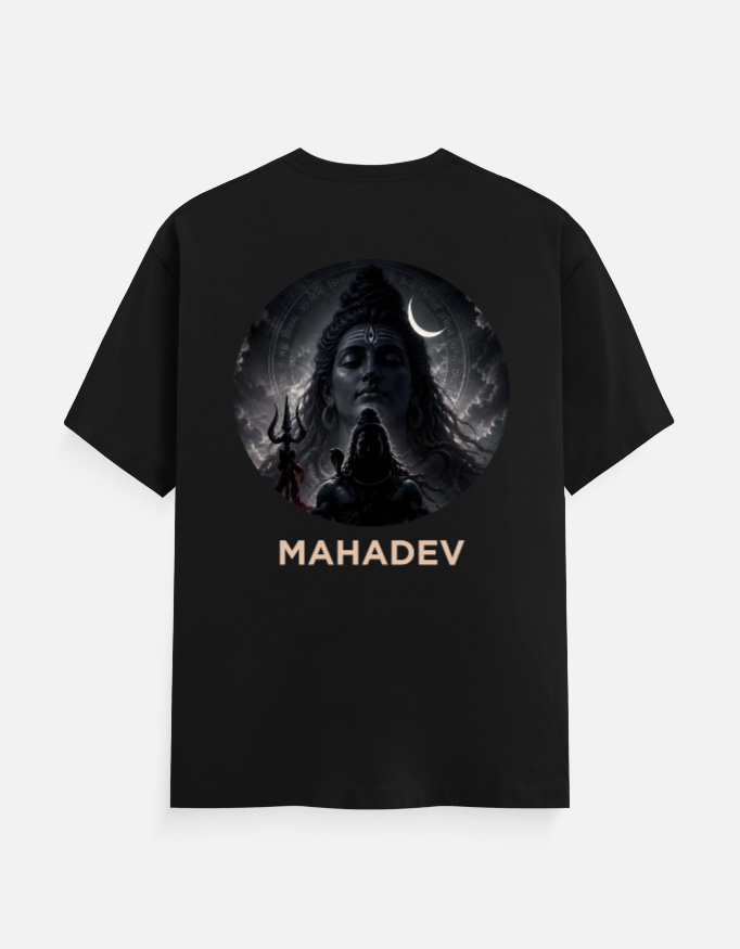 Mahadev Divine Power Oversized Black T-Shirt | Lord Shiva Graphic Back Print - Image 2