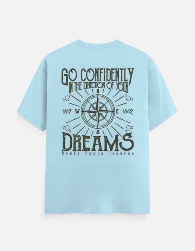 Go Confidently Dreams Graphic T-Shirt | Inspirational Compass Quote Back Print - Image 2